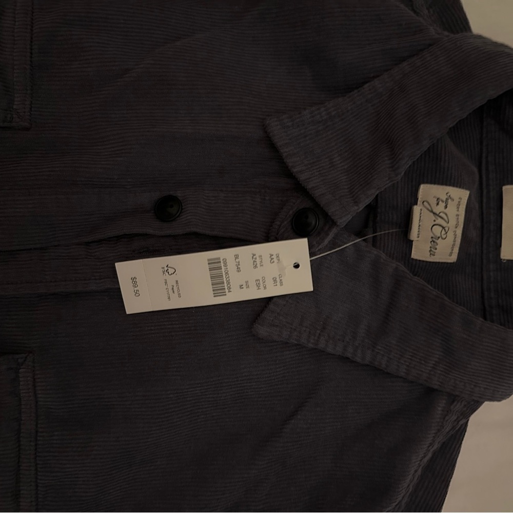 NWT J. Crew Men's Gray Garment-dyed corduroy workshirt - Picture 5 of 6